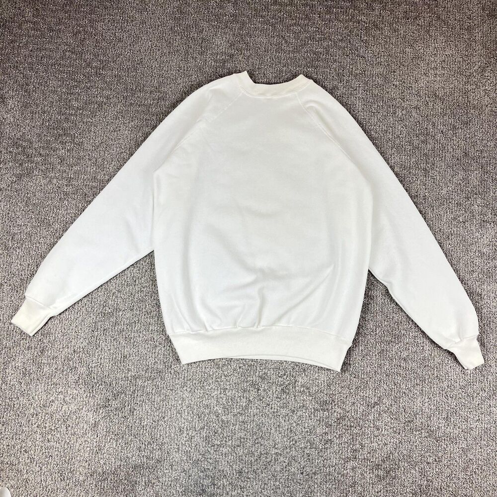 Vintage Sweatshirt Womens Large White Neon Cat Grandma 80s Crewneck Retro - Picture 2 of 11